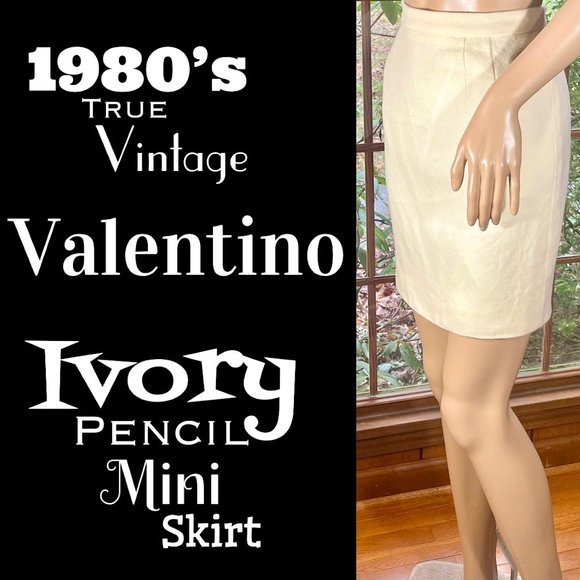 Valentino Dresses & Skirts - ▪️VTG▪️VALENTINO▪️1980's Ivory Pencil Mini Skirt